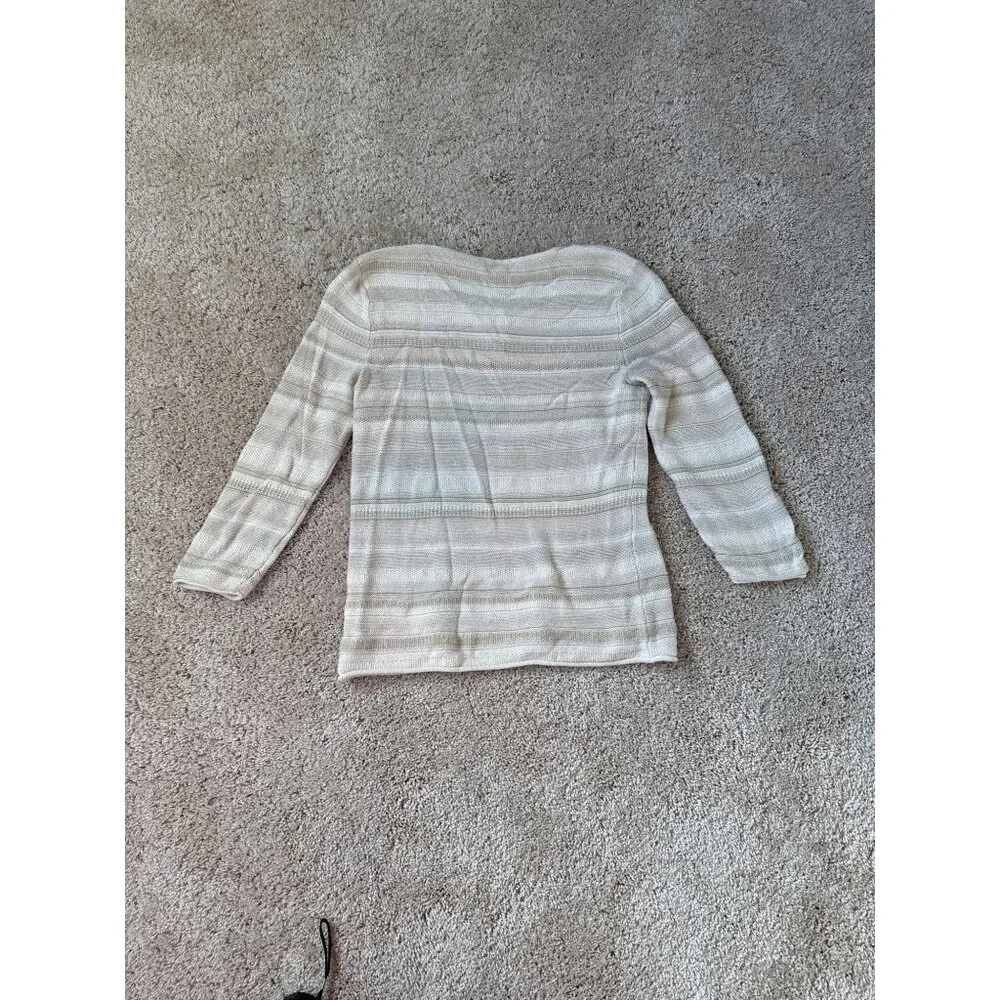 Lauren Ralph Lauren Womens Cream Sweater Size M 100% Cotton Green‎ Tag Indie